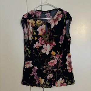 7th Avenue by New York and Company Sleeveless Floral Blouse